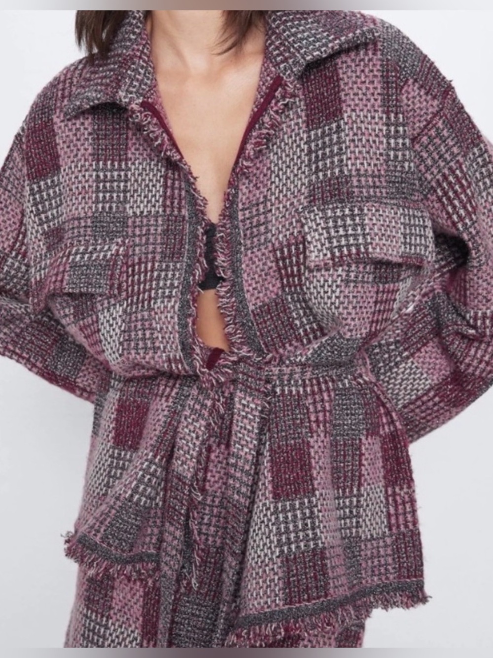 NEW Zara knit check cardigan jacket size medium